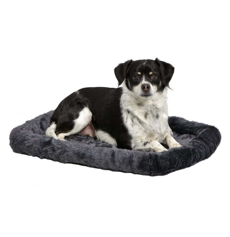 New World Dog Bed â€“ Gray Faux Fur Bolster, Ultra-Soft and Machine Washable, Fits 24-Inch Crates and Carriers, for Small Dogs and Cats - Image 1